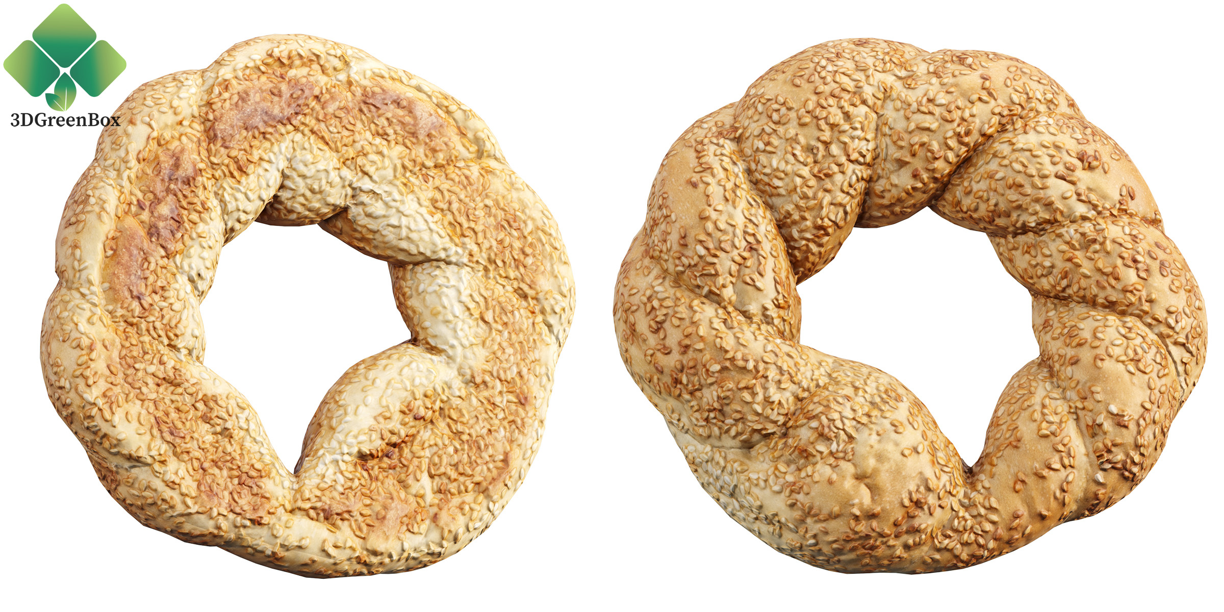Simit Bread 3D Model shown from different angles